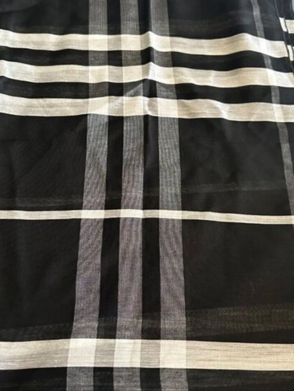 Black and White Plaid Sheer Scarf